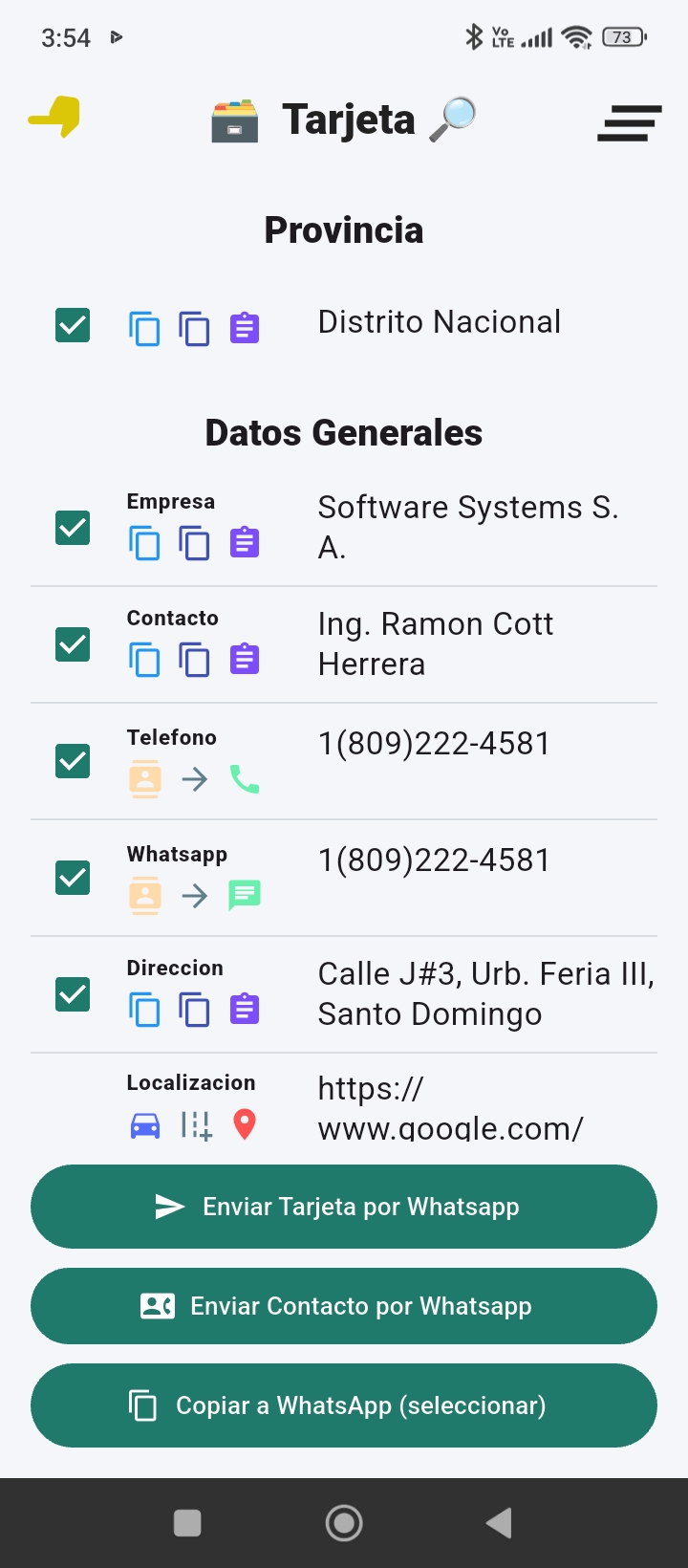 MiTarjetero app screen